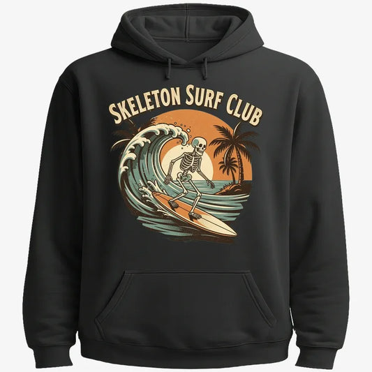 Skeleton Surf Club Tee-Hoodie-Black