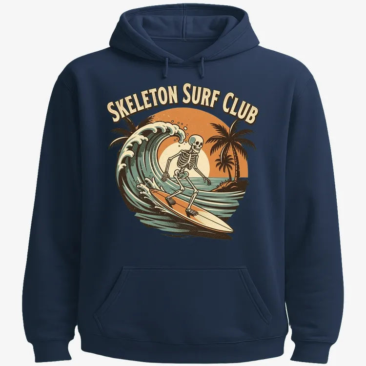 Skeleton Surf Club Tee-Hoodie-Navy Blue