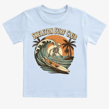 Skeleton Surf Club Tee-Kids T-Shirt-Blue