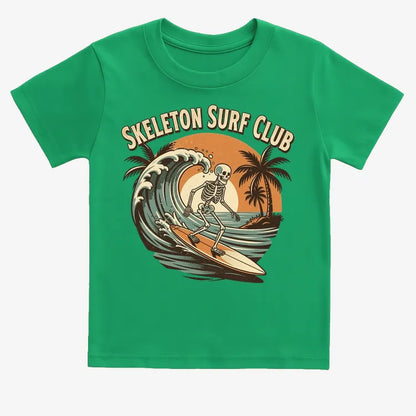Skeleton Surf Club Tee-Kids T-Shirt-Green