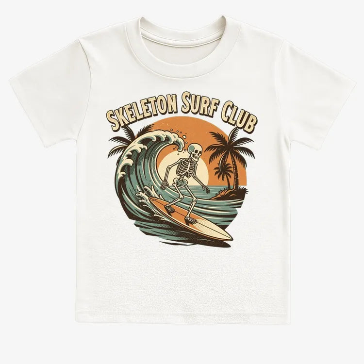 Skeleton Surf Club Tee-Kids T-Shirt-White
