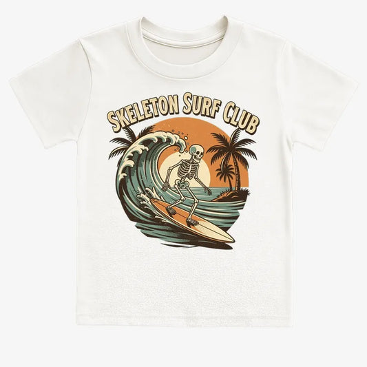 Skeleton Surf Club Tee-Kids T-Shirt-White