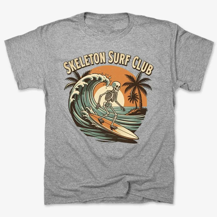 Skeleton Surf Club Tee-Men's T-Shirt-Gray Heather