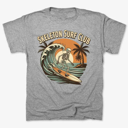Skeleton Surf Club Tee-Men's T-Shirt-Gray Heather