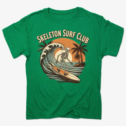 Skeleton Surf Club Tee-Men's T-Shirt-Kelly Green Heather