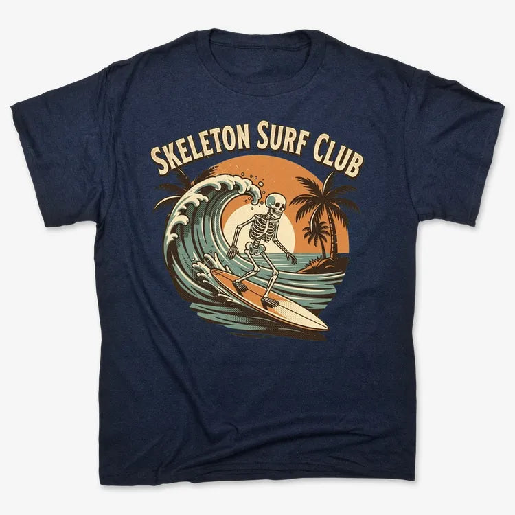 Skeleton Surf Club Tee-Men's T-Shirt-Navy Blue
