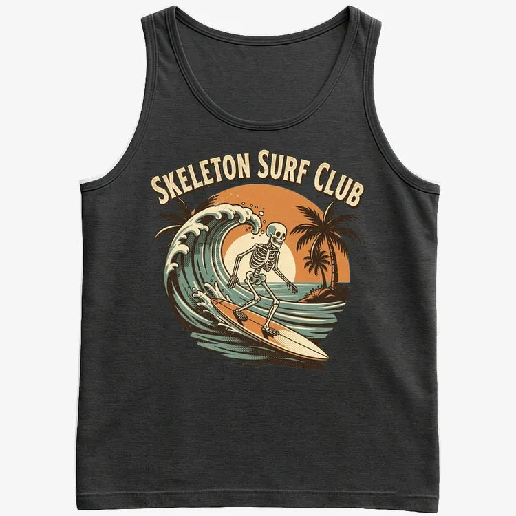 Skeleton Surf Club Tee-Men's Tank Top-Black