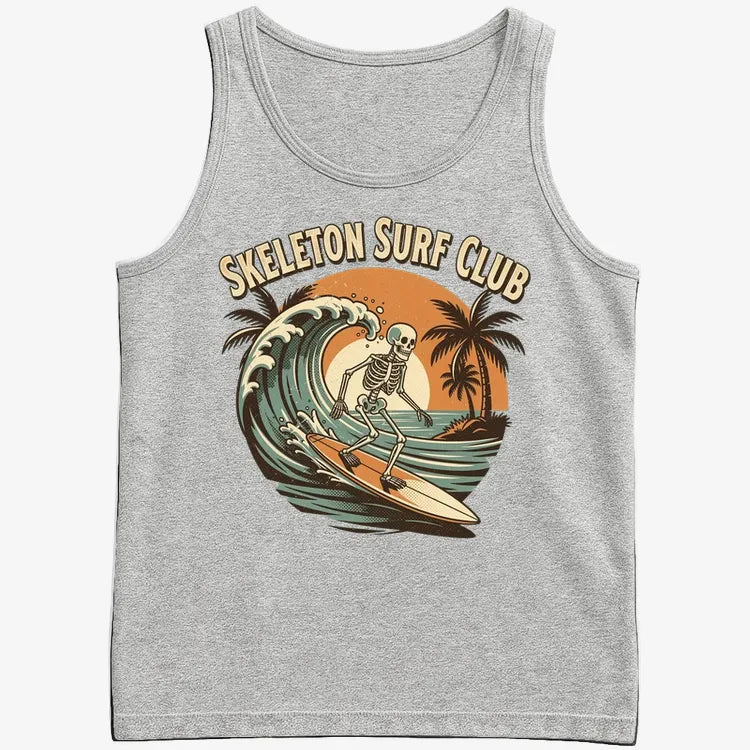 Skeleton Surf Club Tee-Men's Tank Top-Gray Heather