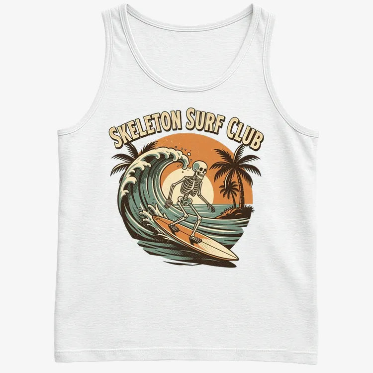 Skeleton Surf Club Tee-Men's Tank Top-White