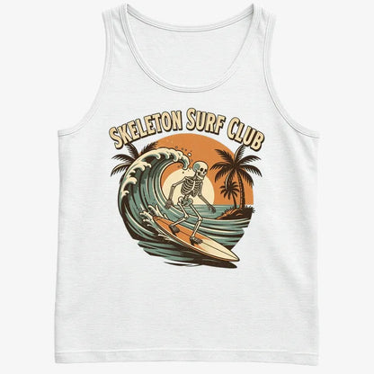Skeleton Surf Club Tee-Men's Tank Top-White