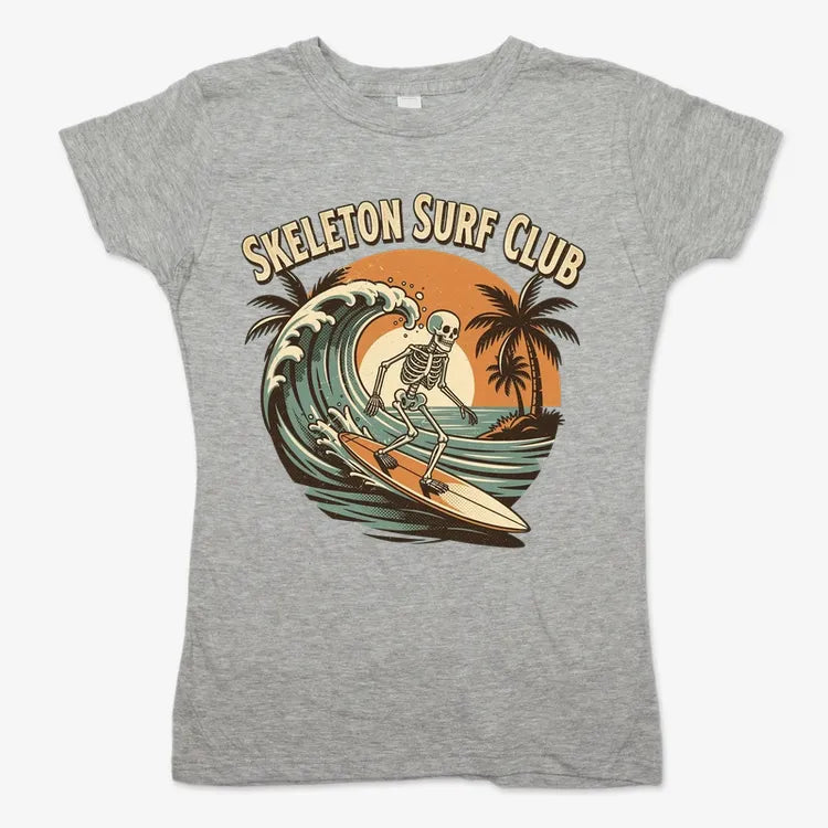 Skeleton Surf Club Tee-Women's T-Shirt-Gray Granite