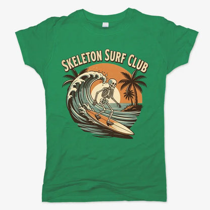Skeleton Surf Club Tee-Women's T-Shirt-Lucky Green