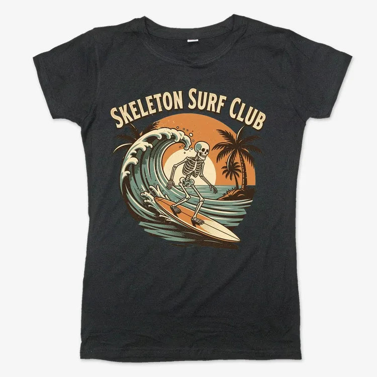 Skeleton Surf Club Tee-Women's T-Shirt-Midnight
