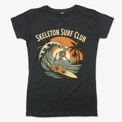 Skeleton Surf Club Tee-Women's T-Shirt-Midnight