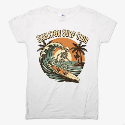 Skeleton Surf Club Tee-Women's T-Shirt-Snow