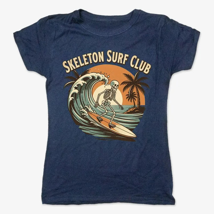 Skeleton Surf Club Tee-Women's T-Shirt-True Navy