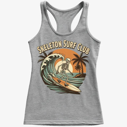 Skeleton Surf Club Tee-Women's Tank Top-Gray Granite