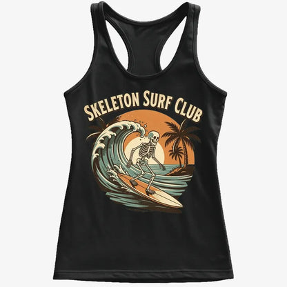 Skeleton Surf Club Tee-Women's Tank Top-Midnight