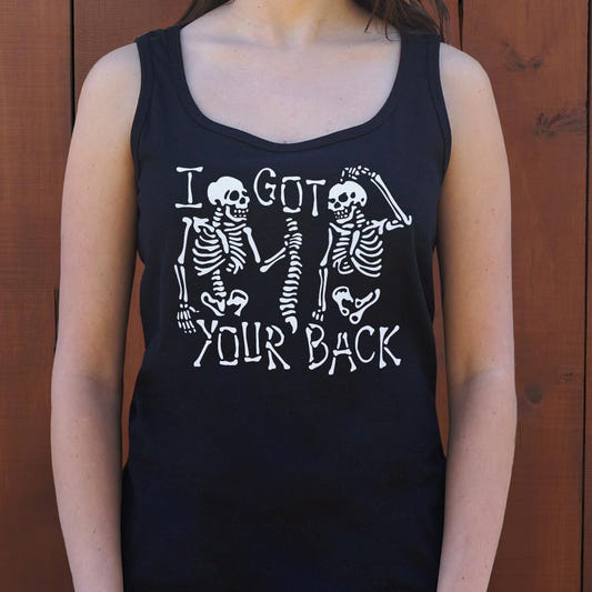 I Got Your Back Skeleton Spine Pun graphic Women's Tank Top in Midnight