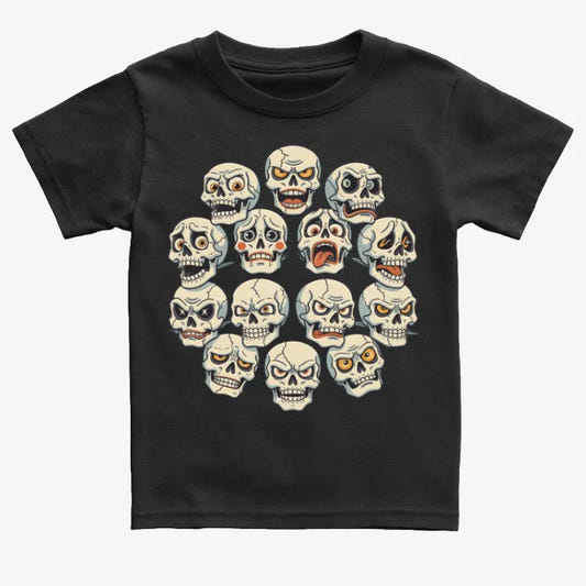 Skull Symphony Tee graphic Kids T-Shirt in Black