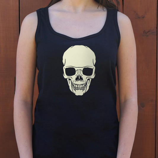 Grinning Skull Graphic Women's Tank Top in Midnight