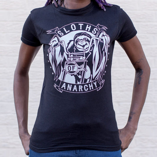 Sloths of Anarchy Biker Parody graphic Women's T-Shirt in Midnight