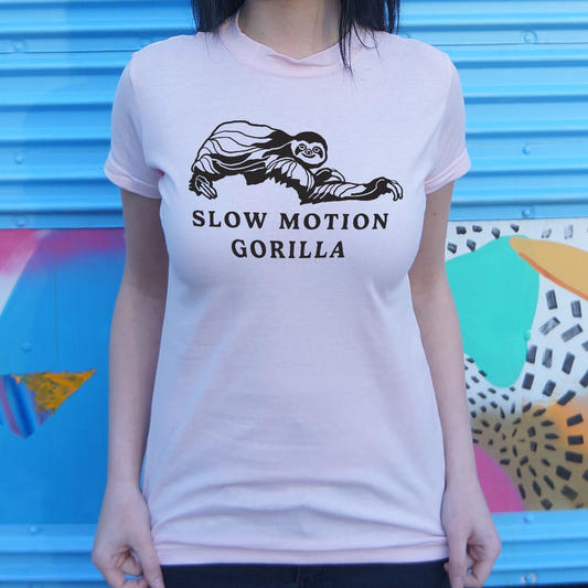Slow Motion Gorilla Sloth Parody graphic Women's T-Shirt in Soft Pink
