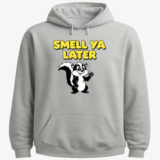 Smell Ya Later Skunk-Hoodie-Gray Heather