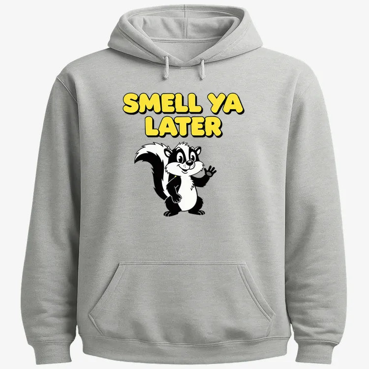 Smell Ya Later Skunk-Hoodie-Gray Heather