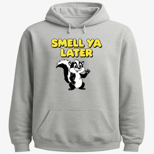 Smell Ya Later Skunk-Hoodie-Gray Heather