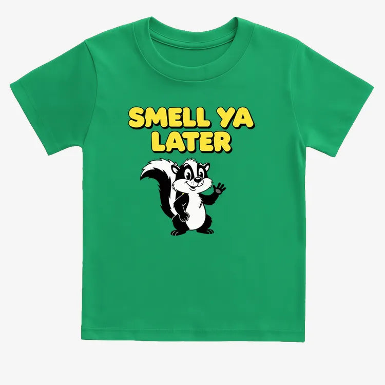 Smell Ya Later Skunk-Kids T-Shirt-Green