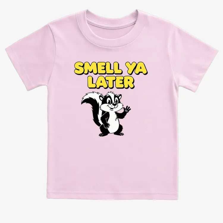 Smell Ya Later Skunk-Kids T-Shirt-Pink