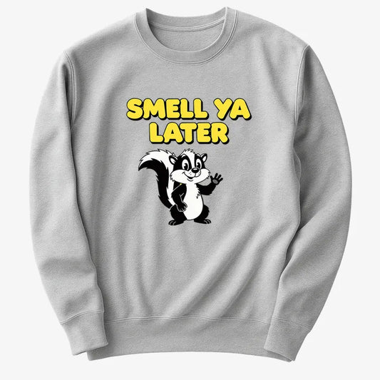 Smell Ya Later Skunk-Sweater-Gray Heather
