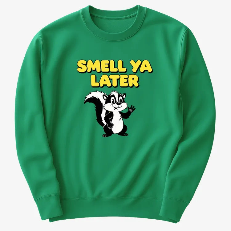 Smell Ya Later Skunk-Sweater-Green