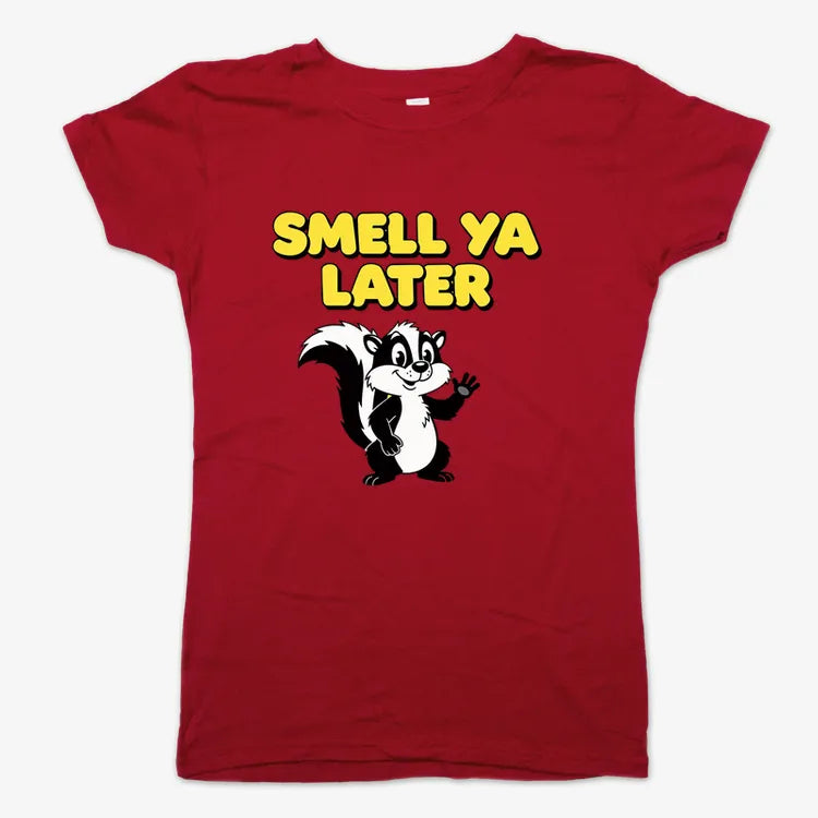 Smell Ya Later Skunk-Women's T-Shirt-Deep Red