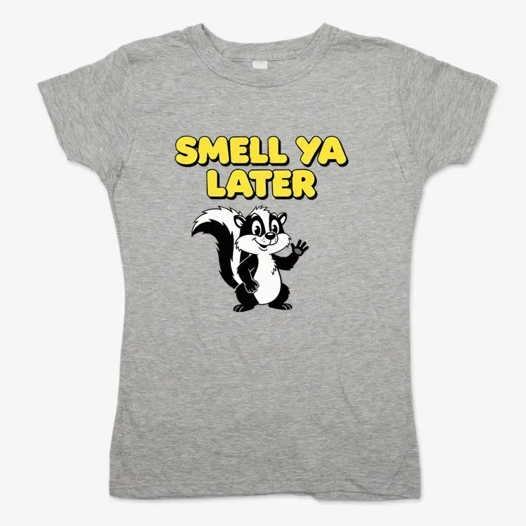 Smell Ya Later Skunk-Women's T-Shirt-Gray Granite