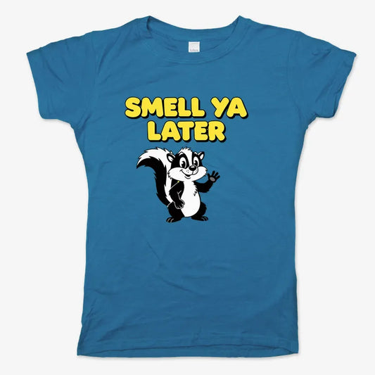 Smell Ya Later Skunk-Women's T-Shirt-Sky Blue