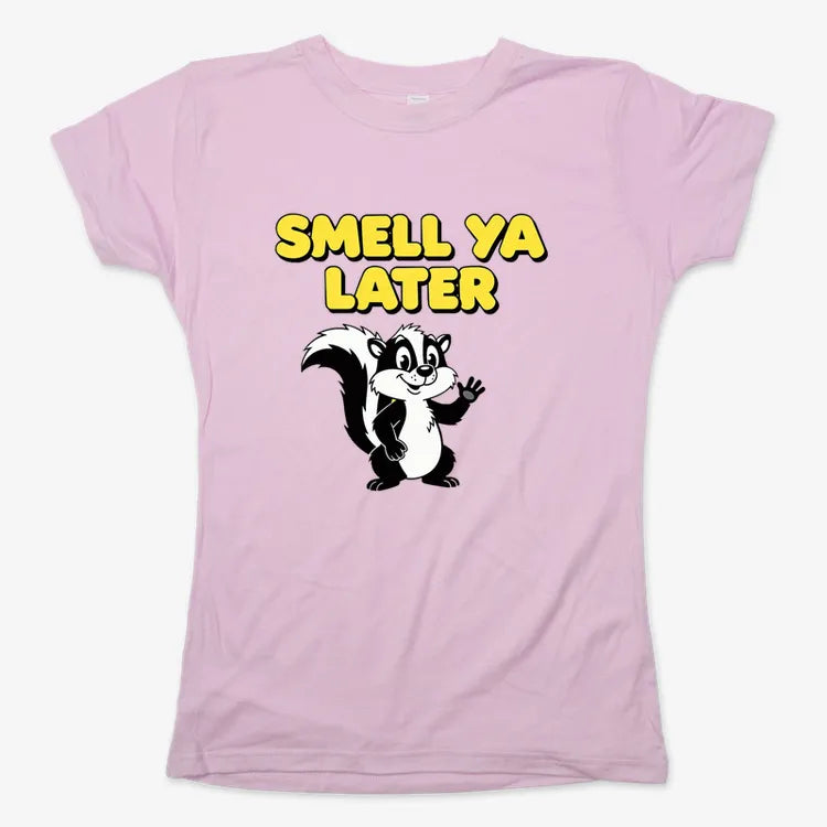 Smell Ya Later Skunk-Women's T-Shirt-Soft Pink