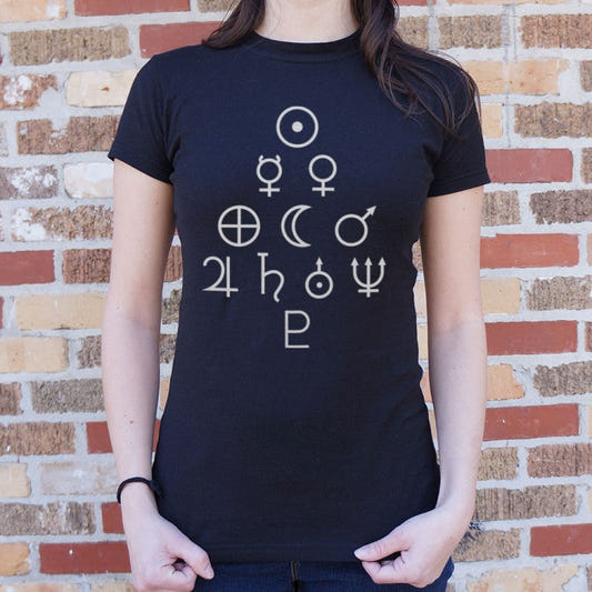 Solar System Symbols - Astrological Planet Icons graphic Women's T-Shirt in Midnight