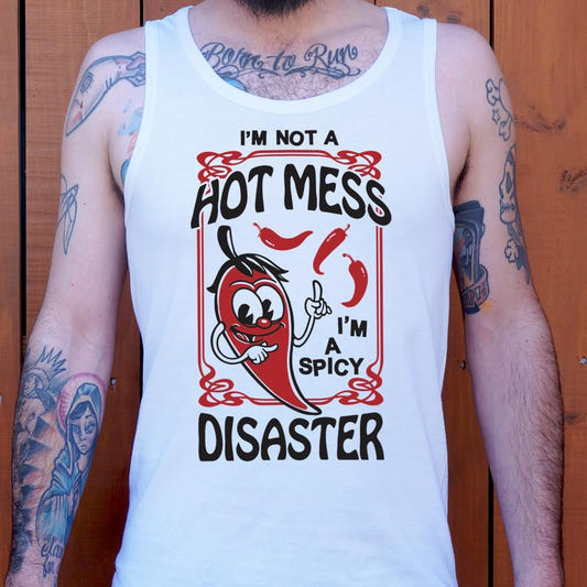 I'm Not a Hot Mess I'm a Spicy Disaster Chili Pepper graphic Men's Tank Top in White