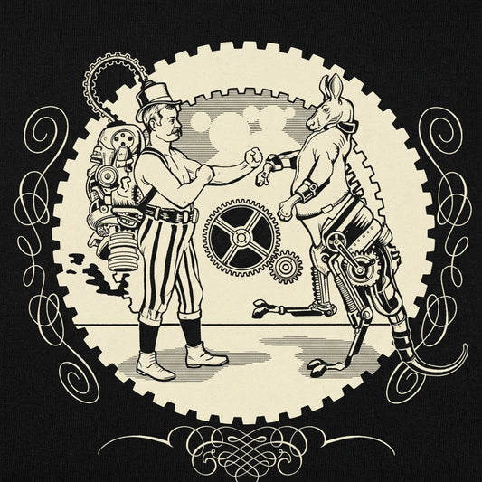 Steampunk Boxing Match with Robotic Kangaroo Boxer detail