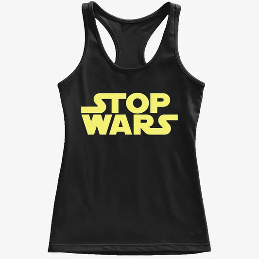 STOP WARS Statement Tee graphic Women's Tank Top in Midnight