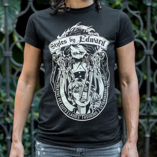Scissor Styles by Edward Barber Salon graphic Women's T-Shirt in Midnight