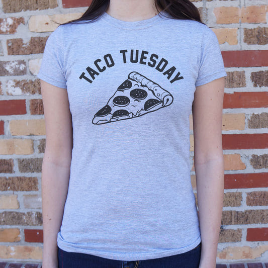 Taco Tuesday Pepperoni Pizza Slice graphic Women's T-Shirt in Gray Granite