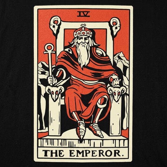 Tarot Emperor Card with Crowned King on Throne detail