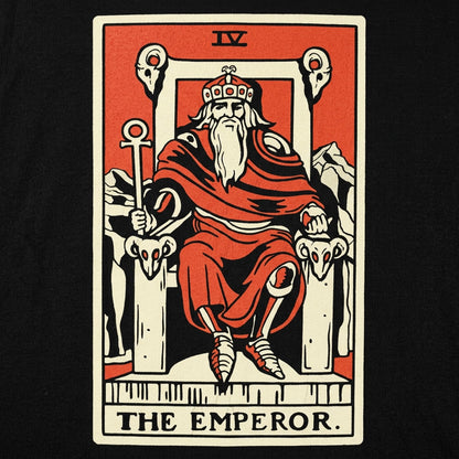 Tarot Emperor Card with Crowned King on Throne detail