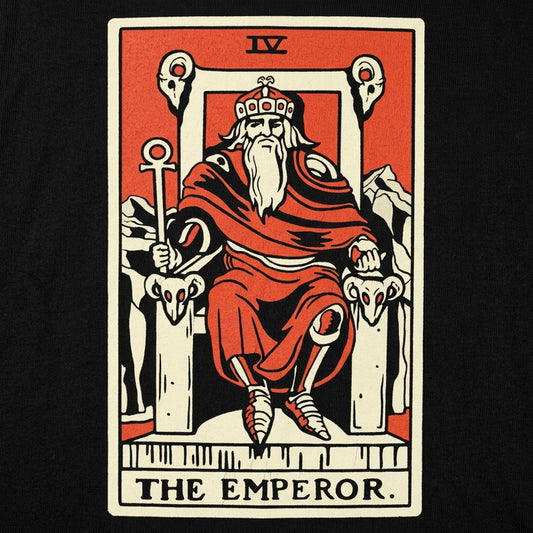 Tarot Emperor Card with Crowned King on Throne detail