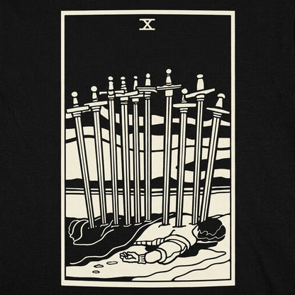 Tarot Ten of Swords Card with Fallen Figure detail
