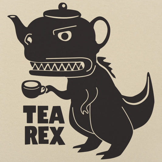 Tea Rex - Teapot Dinosaur Drinking Tea graphic tee design