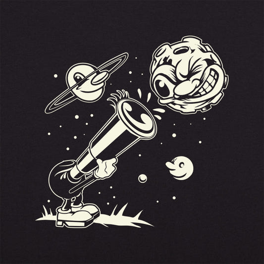 The Astronomer Telescope Staring Down a Grumpy Moon graphic tee design